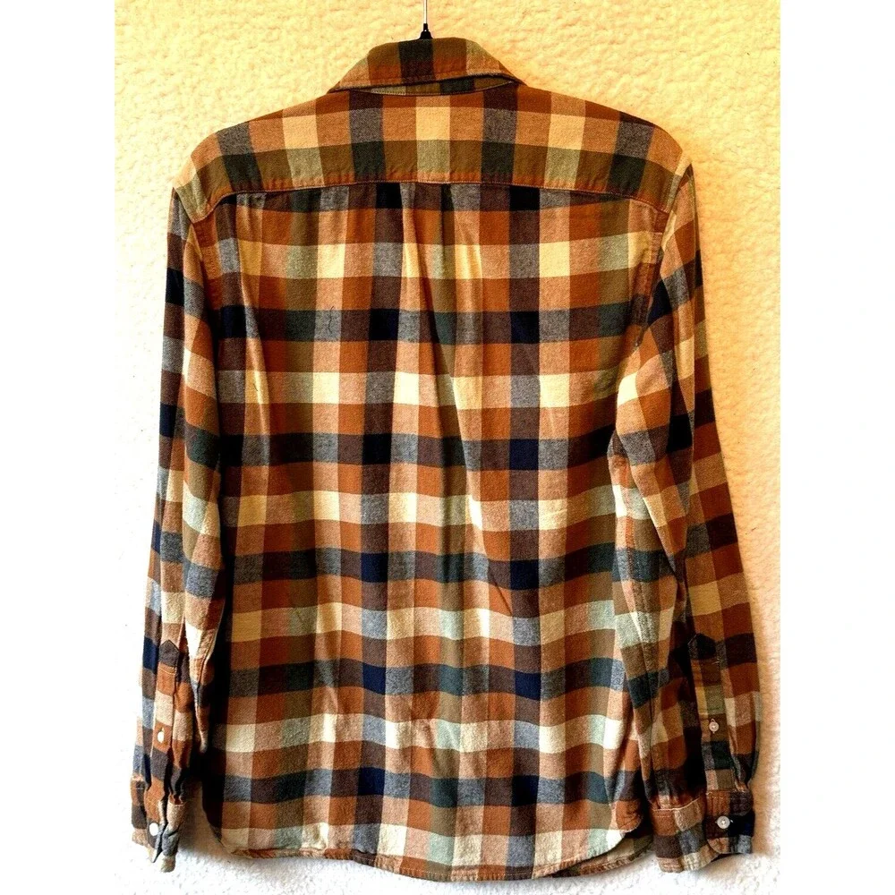 J.‎ Crew Men's Flannel Shirt Size M Brown Tan Plaid Cotton Checked